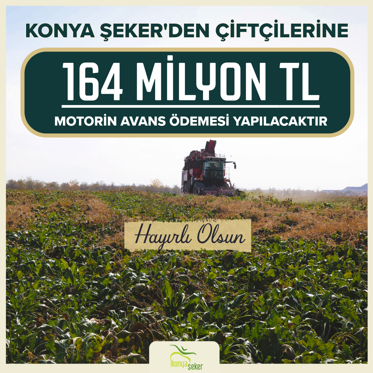 KONYA ŞEKER’DEN AVANS MÜJDESİ