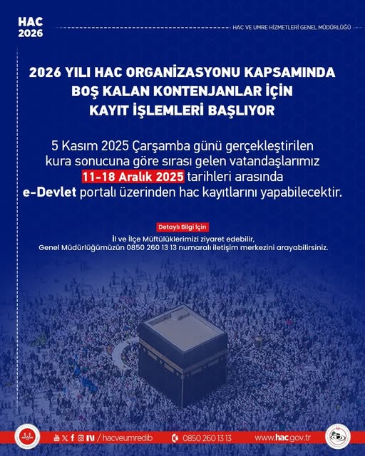 BOŞ KONTENJANLAR İÇİN KAYITLAR BAŞLADI
