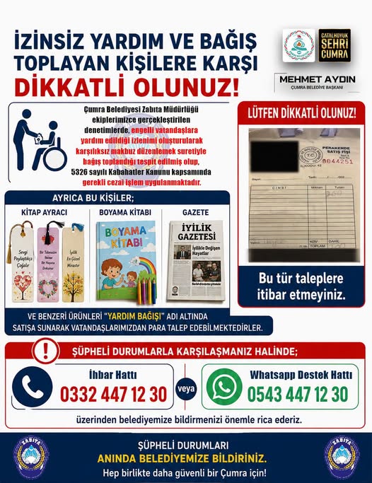 Çumra Belediyesi’nden Dilencilere Karşı Uyarı